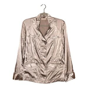 Chico's Silver Satin Utility Jacket Sz. 1